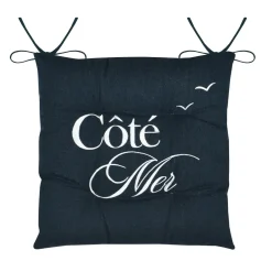 Coussin de chaise carrée coton (38x38 cm) Bordemer Bleu marine