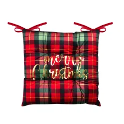 Coussin de chaise Noël carré velours (38 x 38 cm) Harold Bordeaux