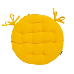 Coussin de chaise rond coton (40 cm) Pixel Jaune moutarde