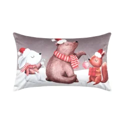 Coussin de Noël rectangulaire velours (30 x 50 cm) Lucien Taupe