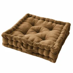 Coussin de sol carré velours de coton (50 x 50 cm) Victor Camel