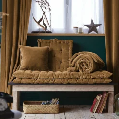 Coussin de sol carré velours de coton (50 x 50 cm) Victor Camel
