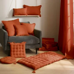 Coussin de sol coton (50 x 50 cm) Pixel Terracotta