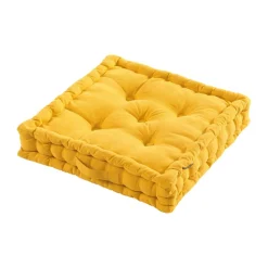 Coussin de sol coton (50 x 50 cm) Pixel Jaune moutarde
