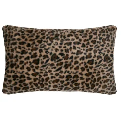 Coussin rectangulaire fausse fourrure léopard (50 x 80 cm) Fauves Camel
