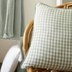 Coussin rectangulaire gaze de coton (40 x 60 cm) Gaïa vichy Vert eucalyptus
