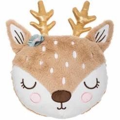Coussin rond enfant (30 cm) Tête de Biche Taupe