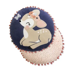 Coussin rond enfant coton (40 cm) Forêt enchantée Multicolore