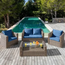 Coussins de remplacement pour salon de jardin Calvi 4 places Bleu