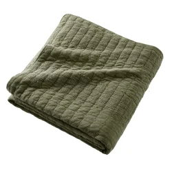 Couvre-lit coton matelassé (240 x 260 cm) Lena Vert romarin