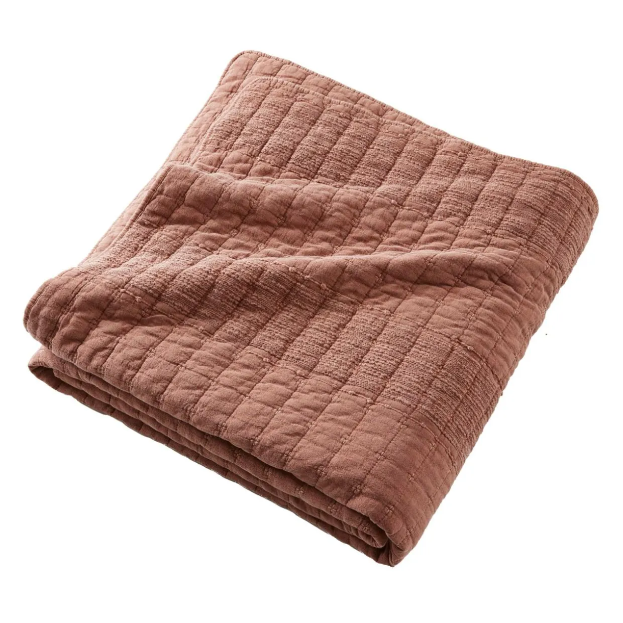 Couvre-lit coton matelassé (220 x 240 cm) Lena Terracotta