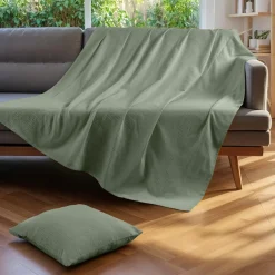 Couvre-lit coton tissé (180 x 220 cm) Léa Vert romarin