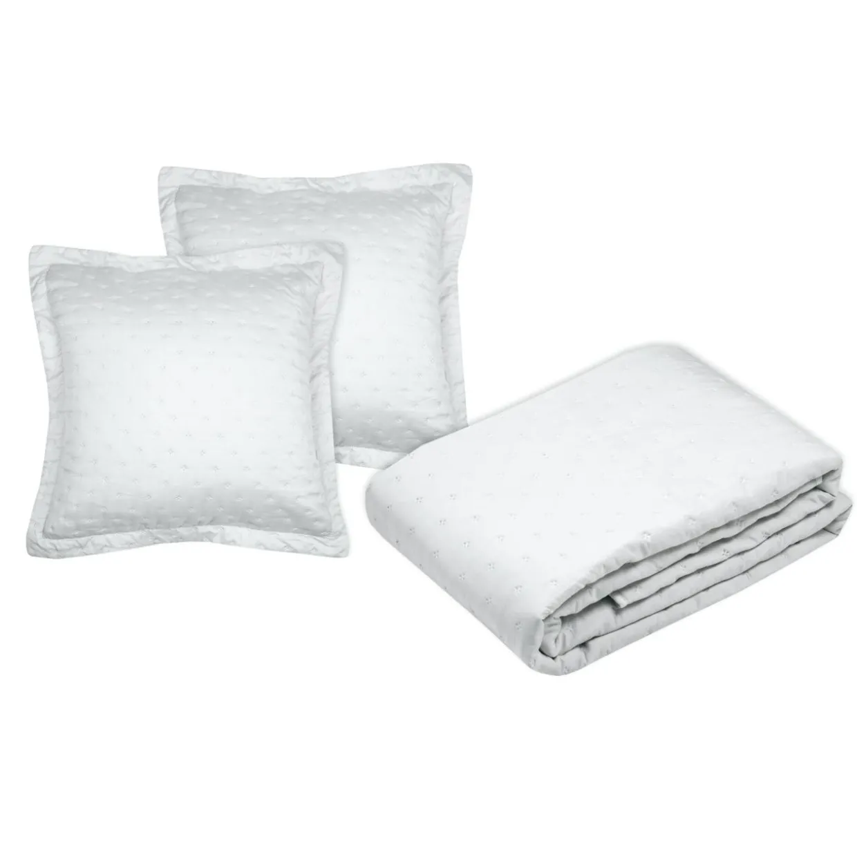 Couvre-lit matelassé et deux taies d'oreiller (240 x 220 cm) Cléo Blanc