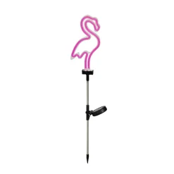 Décoration lumineuse Solaire à piquer au sol (H74 cm) néon Flamant Rose