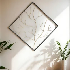 Décoration murale en métal (H49,5 cm) Arbre contemporain Noir et doré