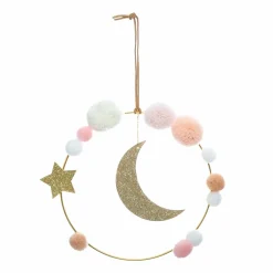 Décoration murale enfant métal (H21.5 cm) Lune Rose