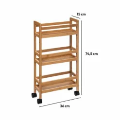 Desserte 3 niveaux bambou (H74,5 cm) Pia Naturel