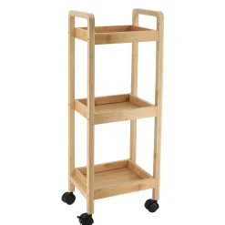 Desserte à roulettes 3 niveaux (H79 cm) Bambou Naturel