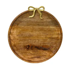 Dessous d'assiette en manguier (D33 cm) Nœud en or