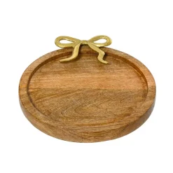 Dessous d'assiette en manguier (D33 cm) Nœud en or