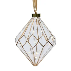 Diamant lumineux à piles 15 LED (H20 cm) Vintage Or/blanc chaud