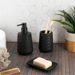 Distributeur de savon effet bois (350 ml) Scandi noir