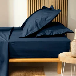 Drap housse coton bio (160 x 200 cm) Biolina Bleu nuit