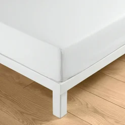 Drap housse coton lavé (160 x 200 cm) Linella Blanc