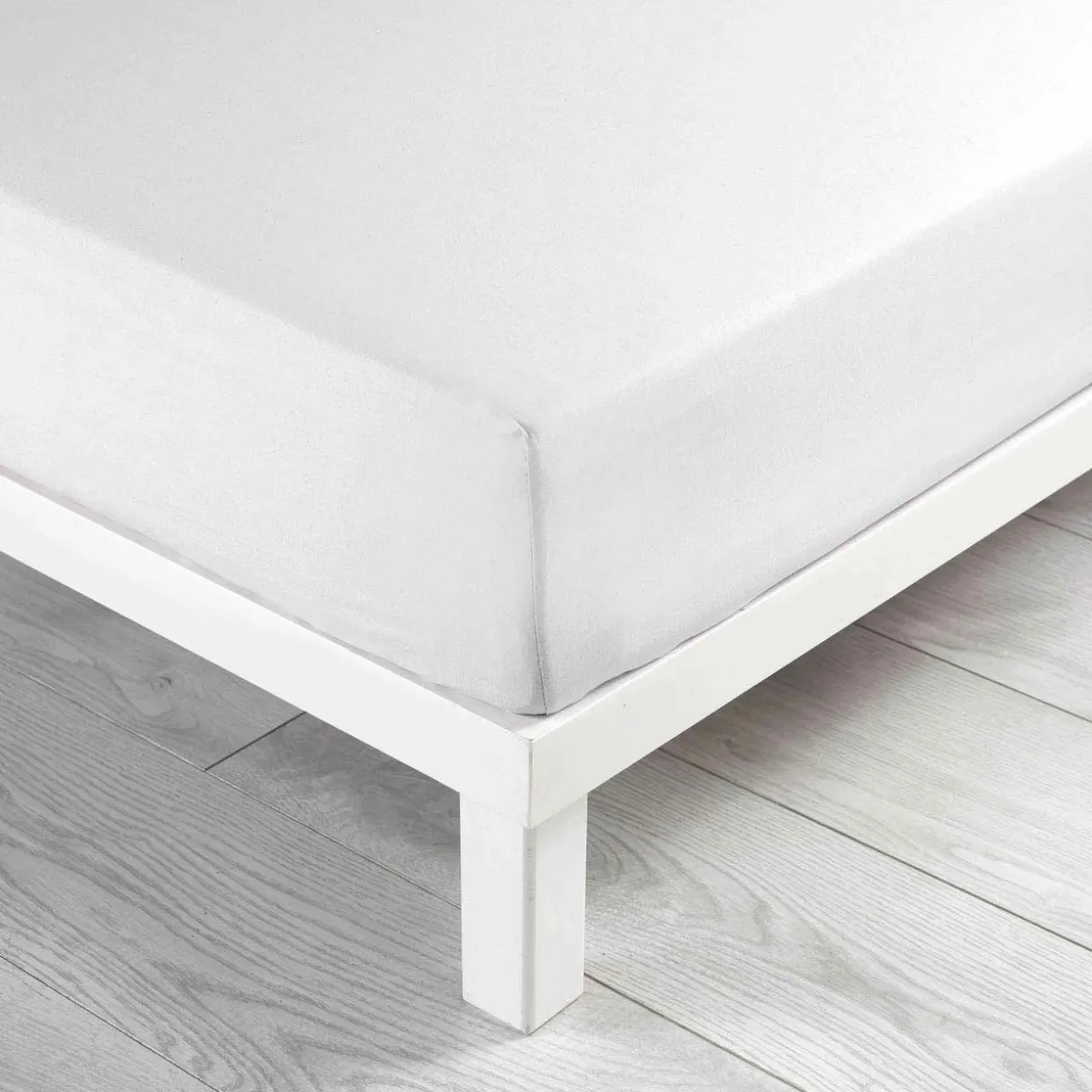 Drap housse coton lavé (140 x 190 cm) Linette Blanc