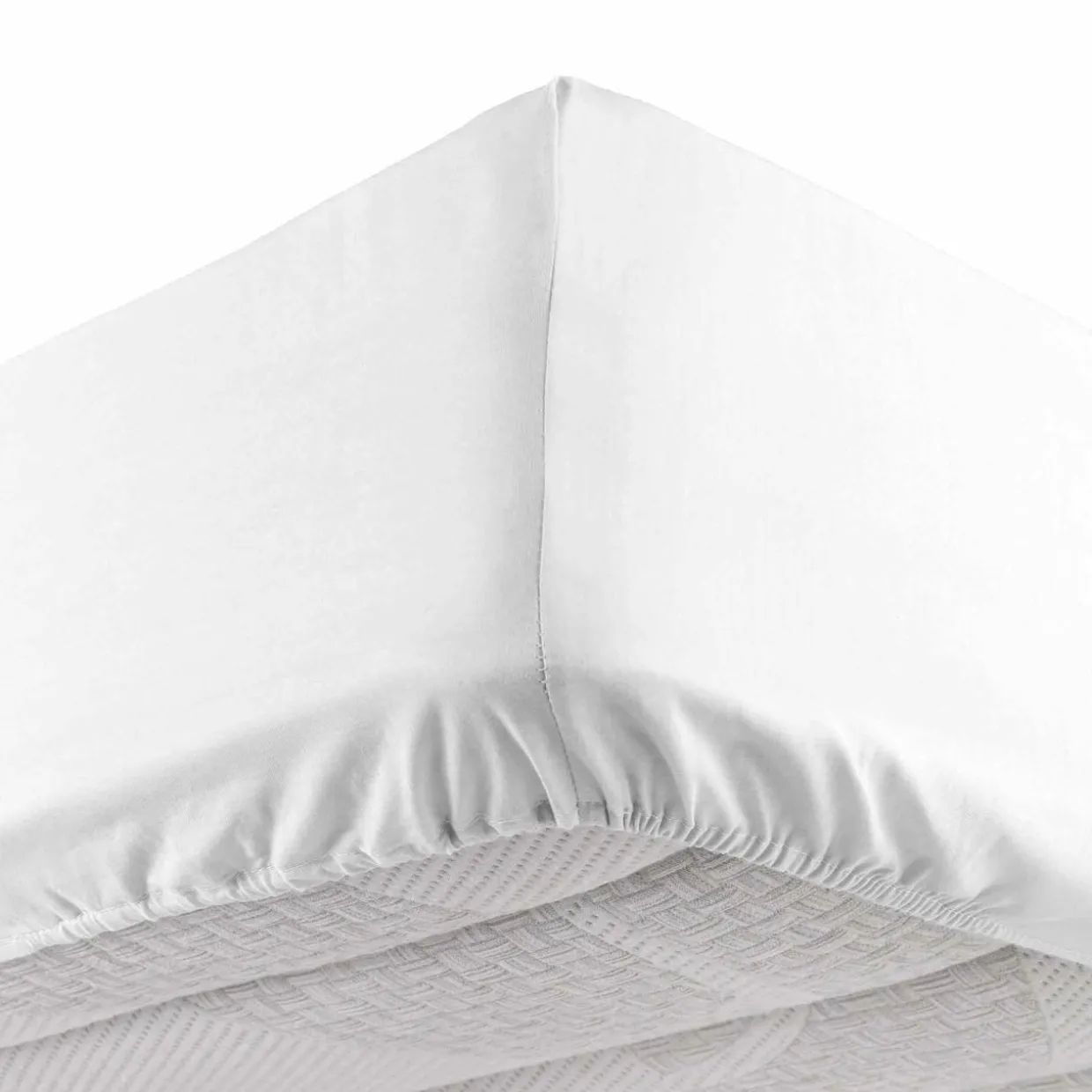 Drap housse coton lavé (140 x 190 cm) Linette Blanc