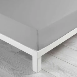 Drap housse coton lavé (140 x 190 cm) Linette Gris