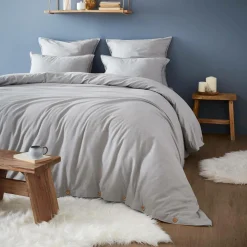 Drap housse flanelle de coton (140 x 190 cm) Nina Gris clair