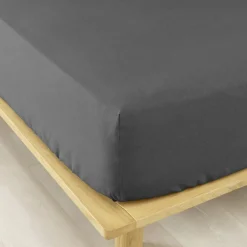 Drap housse flanelle de coton (90 x 190 cm) Théa Gris anthracite
