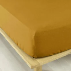 Drap housse flanelle de coton (200 x 200 cm) Nina Jaune ocre