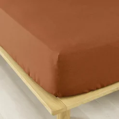 Drap housse flanelle de coton (160 x 200 cm) Nina Terracotta
