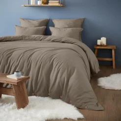 Drap housse flanelle de coton (180 x 200 cm) Nina Ficelle