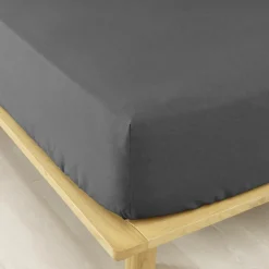Drap housse flanelle de coton (140 x 200 cm) Nina Gris anthracite