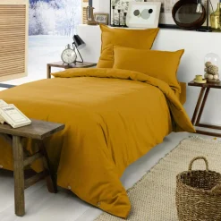 Drap housse flanelle de coton (90 x 200 cm) Nina Jaune ocre