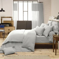 Drap housse gaze de coton (180 x 200 cm) Gaïa Gris nuage
