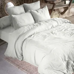 Drap housse gaze de coton (180 x 200 cm) Gaïa Gris nuage