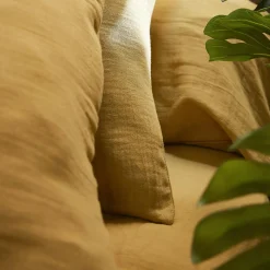 Drap housse gaze de coton (180 x 200 cm) Gaïa Jaune safran