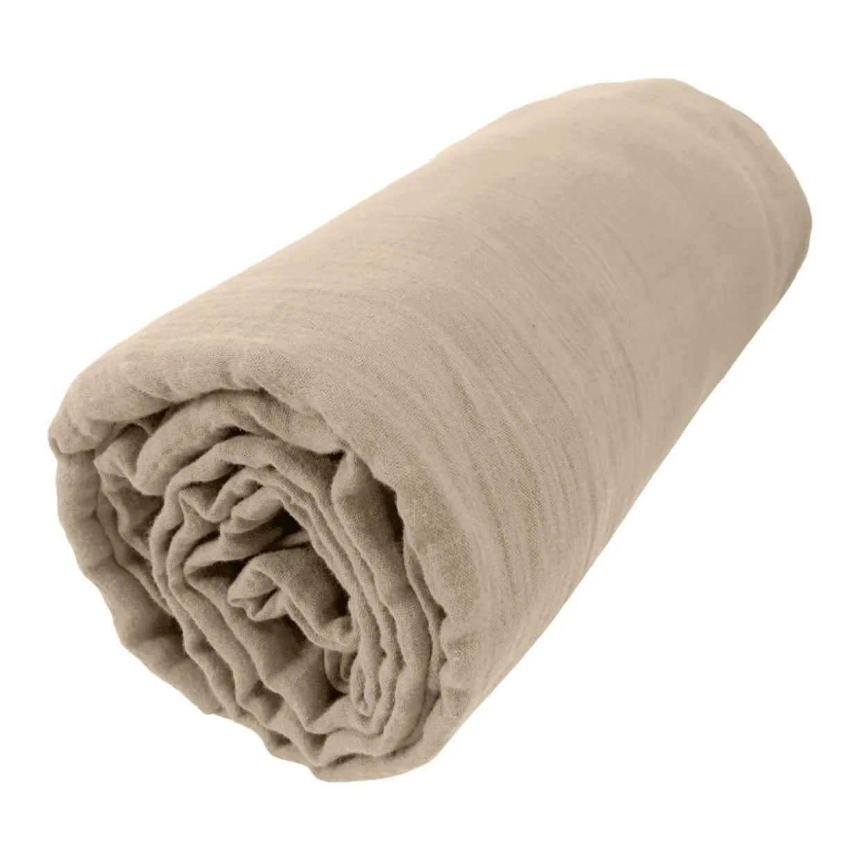 Drap housse gaze de coton (140 x 190 cm) Gaïa Ficelle