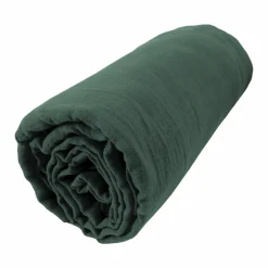 Drap housse gaze de coton (140 x 200 cm) Gaïa Vert Sapin