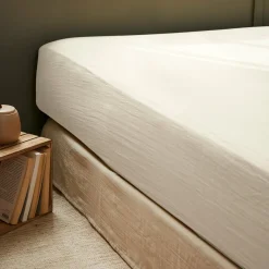 Drap housse gaze de coton (140 x 190 cm) Gaïa Beige pampa