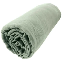Drap housse gaze de coton (160 x 200 cm) Gaïa Vert eucalyptus