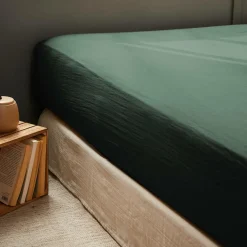 Drap housse gaze de coton (200 x 200 cm) Gaïa Vert sapin