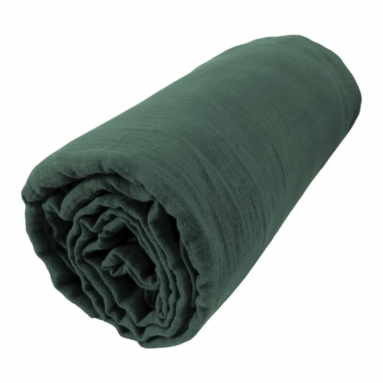 Drap housse gaze de coton (200 x 200 cm) Gaïa Vert sapin