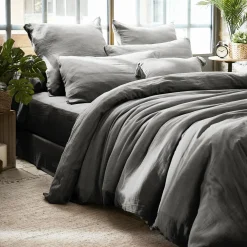 Drap housse gaze de coton (200 x 200 cm) Gaïa Gris granit
