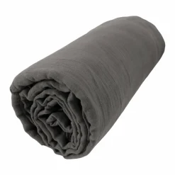 Drap housse gaze de coton (200 x 200 cm) Gaïa Gris granit