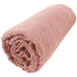 Drap housse gaze de coton (180 x 200 cm) Gaïa Rose pêche